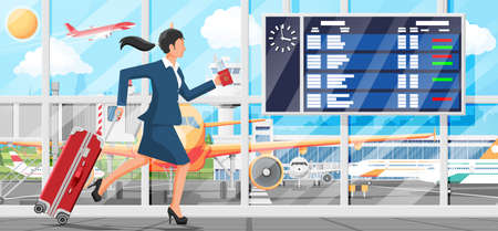 Woman with Travel Bag. Tourist with Suitcaseのイラスト素材