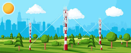 Transmission Cellular Tower Antenna Landscapeのイラスト素材