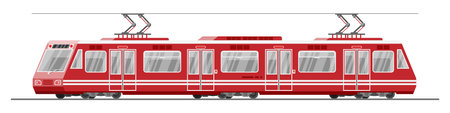 Modern Tram Train. Passenger Streetcar Isolated.のイラスト素材