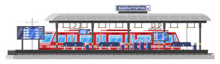 Modern Railway Station with High Speed Trainのイラスト素材