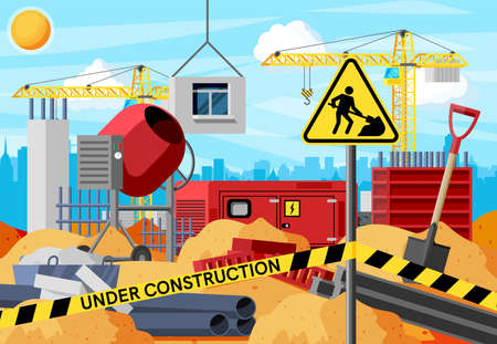 Construction Site Bannerのイラスト素材