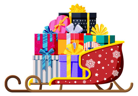 Christmas Santa Claus sleigh with gifts boxesのイラスト素材