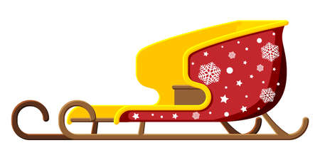 Empty santa sleigh with snowflakes.のイラスト素材