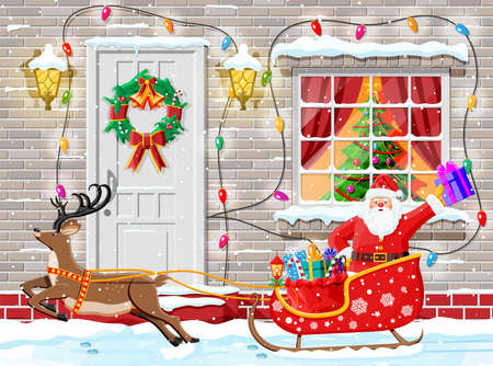 Christmas door decoration.のイラスト素材
