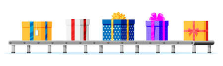 Christmas Factory Packs Gifts Boxes.のイラスト素材