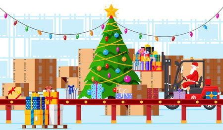 Christmas Warehouse Interior.のイラスト素材