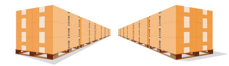 Cardboard Boxes Pile on Wooden Pallet Isolatedのイラスト素材