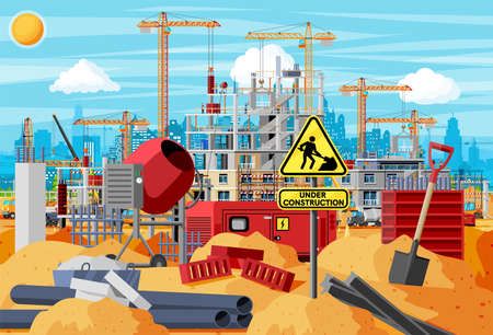 Construction Site Bannerのイラスト素材