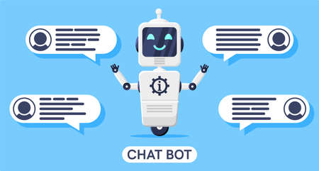 Happy Smiling Robot with Bubble Speech Isolated.