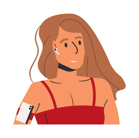 Woman Jogging and Listening to Musicのイラスト素材