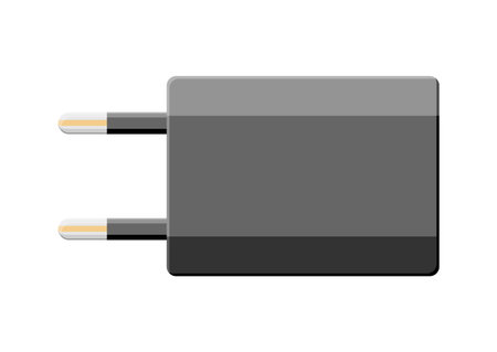 Black USB Charger Isolated on White.のイラスト素材