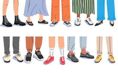 Set of Various Female Shoes with Feet.のイラスト素材
