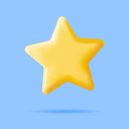 3D Glossy Yellow Star Isolatedのイラスト素材