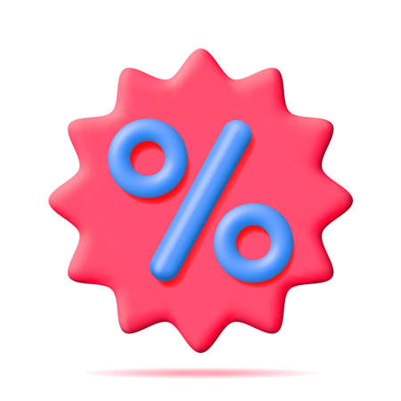 3D Realistic Blue Percent Sign Icon Isolatedのイラスト素材