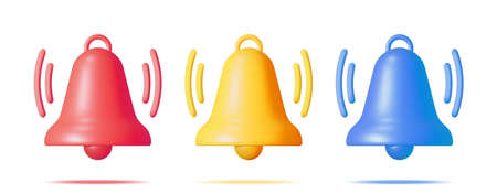3D Notification Bell Icon Isolated.