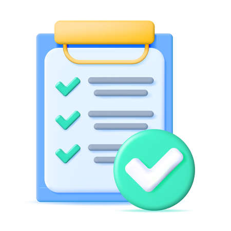 3D Paper Clipboard Holder with Checklist Symbol.のイラスト素材