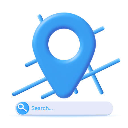 3D Location Map Pin with Search Barのイラスト素材