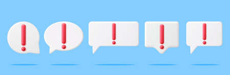 3D Red Exclamation Mark in White Pin Set Isolated.のイラスト素材