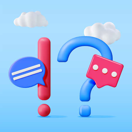 3d Question Exclamation Marks with Chat Bubbles