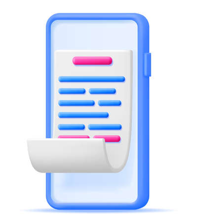 3D Smartphone with Paper Financial Billのイラスト素材