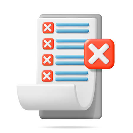 3D Paper Clipboard Holder with Wrong Checklistのイラスト素材