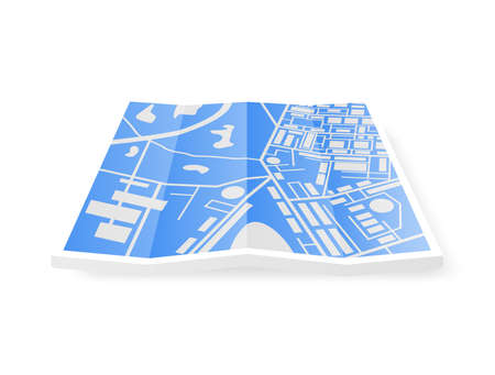 3D Folded Paper City Suburban Map Isolatedのイラスト素材
