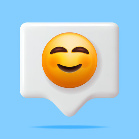 3D Yellow Happy Emoticon on Speech Bubbleのイラスト素材