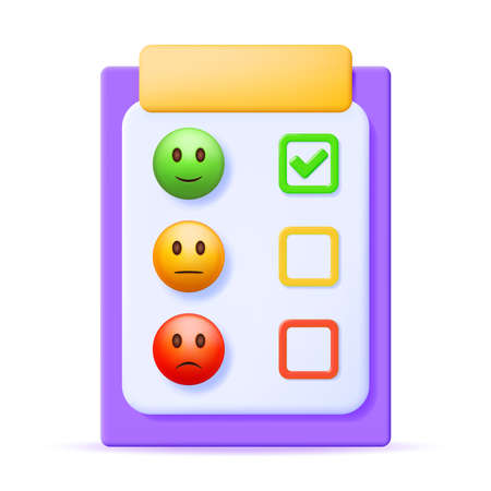 3D Paper Clipboard Holder with Smiley Emoticonsのイラスト素材