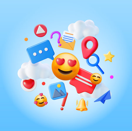 3D Social Media Concept Isolated.のイラスト素材