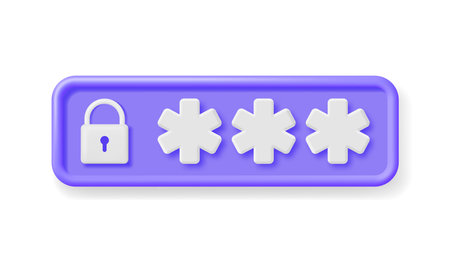 3D Password Field with Padlock Isolated.のイラスト素材