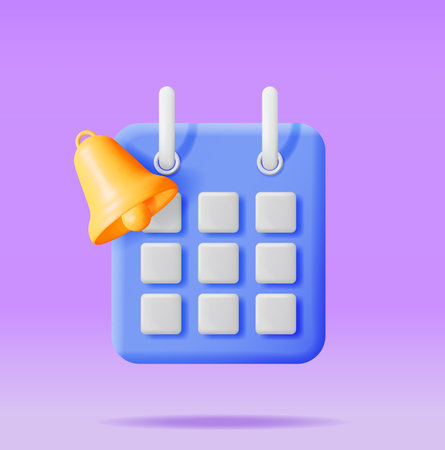 3D Calendar with Bell Alert Symbolのイラスト素材