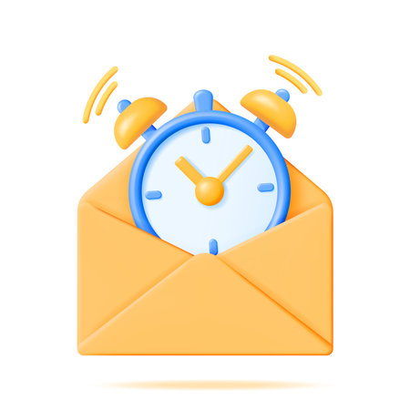 3D Mail Envelope with Clock Notification Messageのイラスト素材