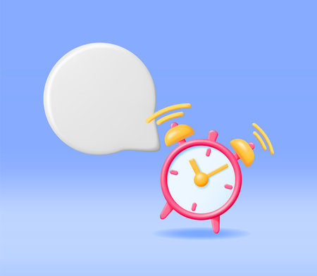 3D Classic Round Clock with Speech Bubbleのイラスト素材
