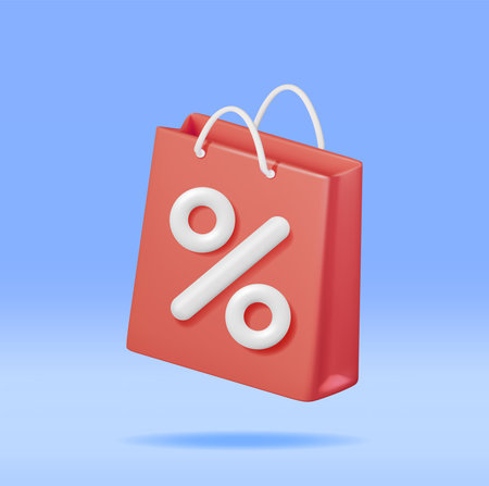 3D Shopping Bag with Percent Signのイラスト素材