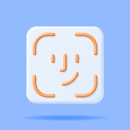 3D Face Recognition Iconのイラスト素材