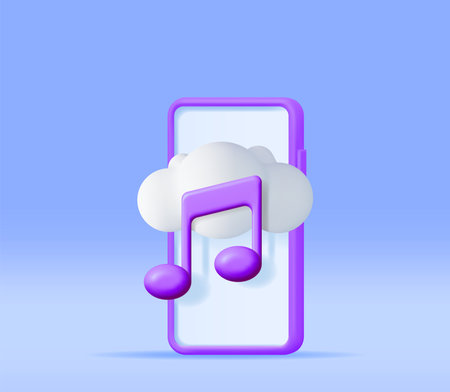 3D Music Cloud Note in Mobile Phone.のイラスト素材