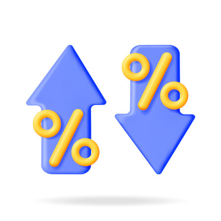 3d Arrow Up and Down with Percentage Symbolのイラスト素材