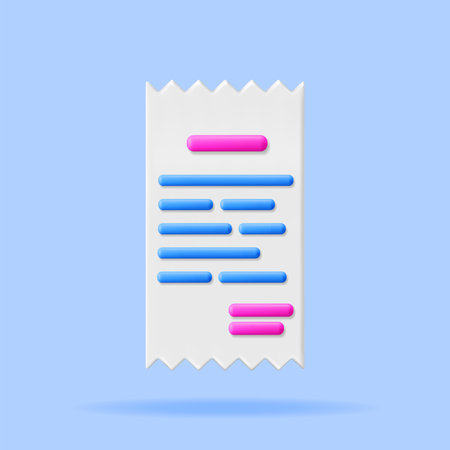 3D White Receipt Isolated on Blueのイラスト素材