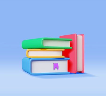 3D Stack of Closed Books Isolatedのイラスト素材