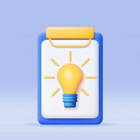 3D Light Bulb in Clipboardのイラスト素材