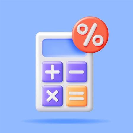 3D Modern Calculator with Percentage Signのイラスト素材