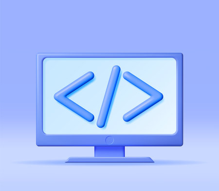 3d Code Icon on Computerのイラスト素材