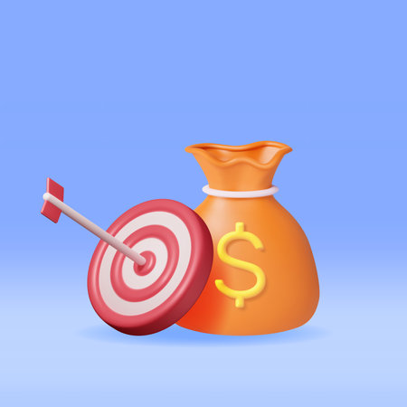 3D Stacks of Coins and Target with Arrowのイラスト素材