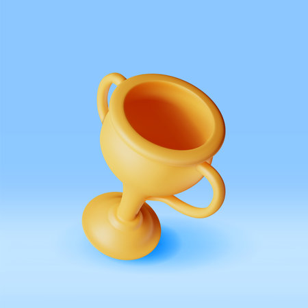 3D Golden Champion Trophy Isolated.のイラスト素材