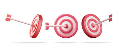 3D Set of Target with Arrow in Center Iconsのイラスト素材