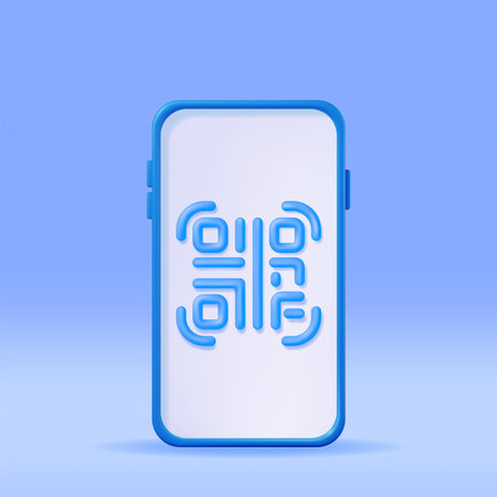 3d QR Code Icon on Smartphone.のイラスト素材