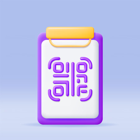 3d QR Code Icon in Clipboardのイラスト素材
