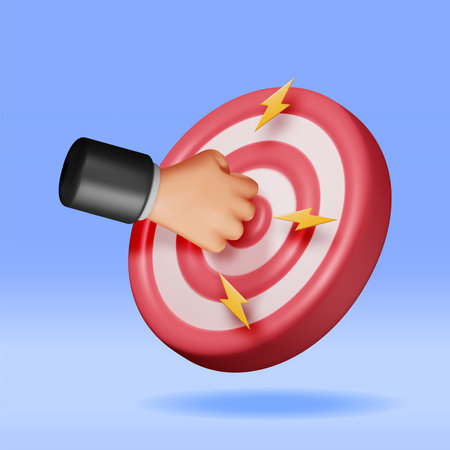 3D Target with Hand in Center Iconのイラスト素材