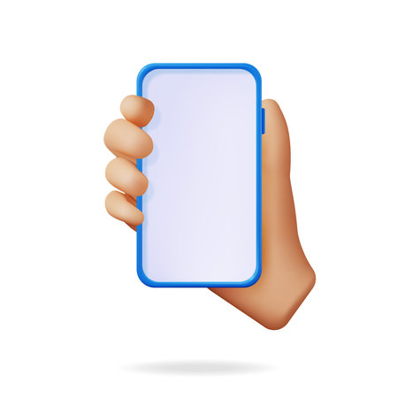 3d Hand Holding Smartphone with Empty Screenのイラスト素材