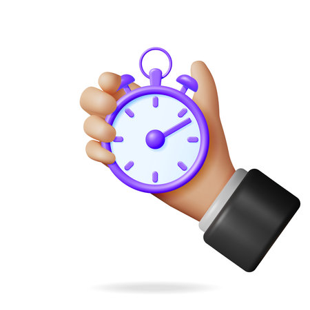 3D Analog Chronometer Timer Counter in Handのイラスト素材